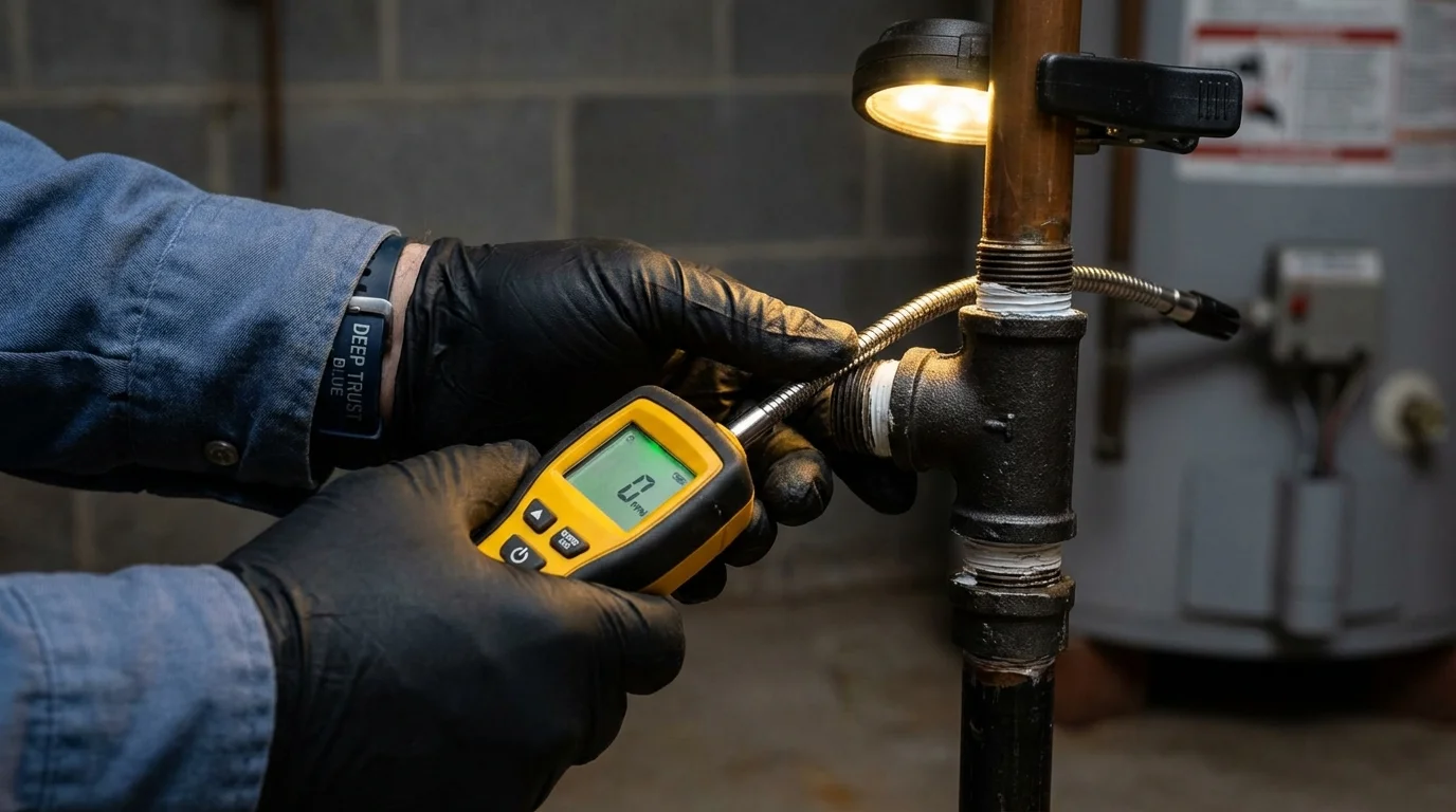 Gas leak detection with electronic sniffer by Johns Plumbing LLC in Statesboro