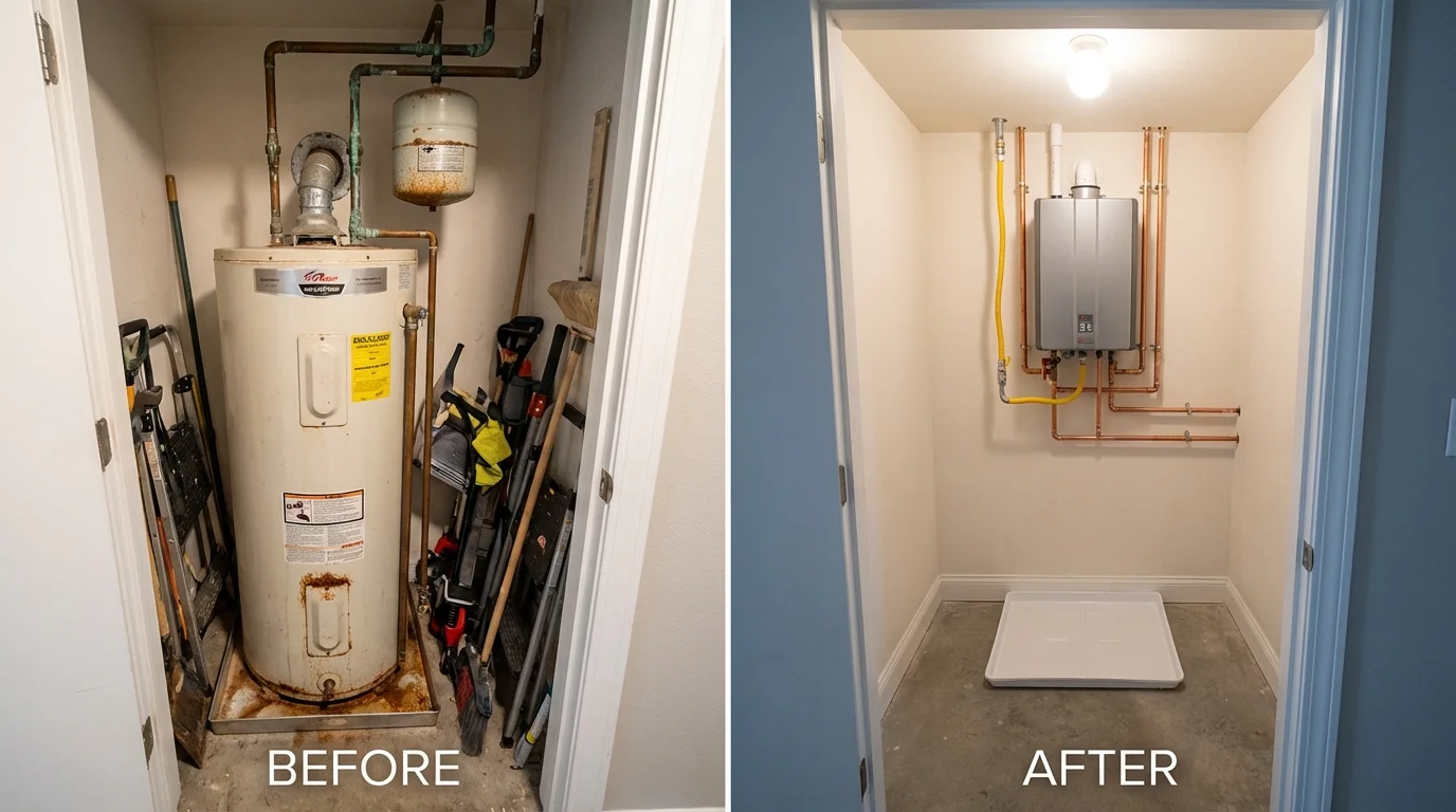 Tank water heater versus wall-mounted tankless unit comparison for Statesboro, GA homeowners
