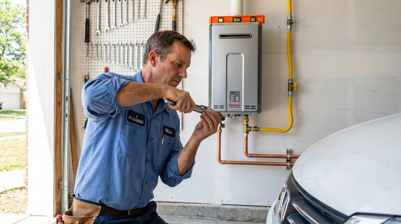 Tankless water heater installation by a Johns Plumbing LLC plumber in Statesboro