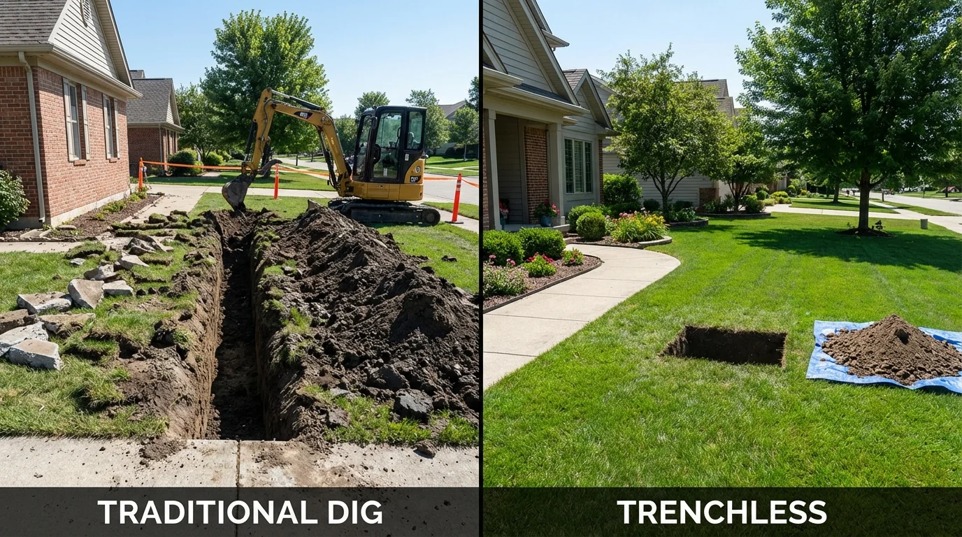 Trenchless sewer repair with minimal yard damage versus traditional excavation in Statesboro, GA